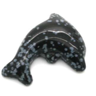 Sneeuwvlok obsidiaan dolfijn hanger