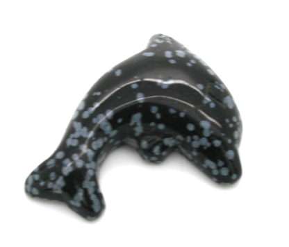 Sneeuwvlok obsidiaan dolfijn hanger