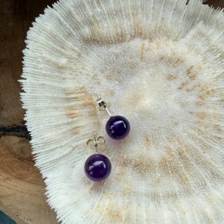 Amethist oorbellen 8 mm zilver 925 gehalte