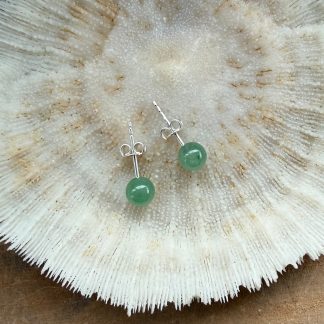 Aventurijn oorbellen 6 mm zilver 925 gehalte