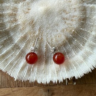Carneool oorbellen 8 mm zilver 925 gehalte