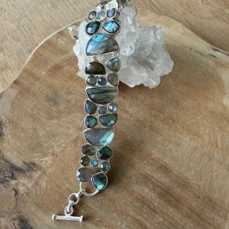 Labradoriet armband gezet in zilver 925 gehalte