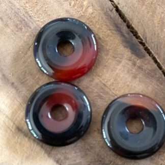 Agaat donut 2 cm mini rood / zwart