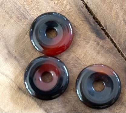 Agaat donut 2 cm mini rood / zwart