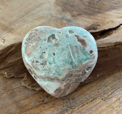 Aragoniet blauw hart 7 cm