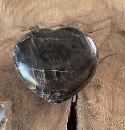 Zwarte maansteen hart 6.5 cm
