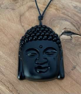 Obsidiaan hanger boeddha L