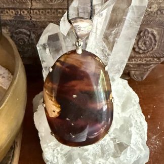 Barnsteen hanger gezet in echt zilver 925 gehalte