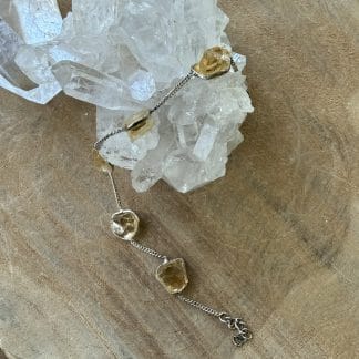 Citrien armband ruw gezet in zilver 925 gehalte