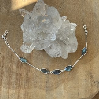 Labradoriet armband gezet in zilver 925 gehalte